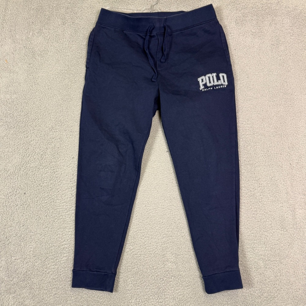 Polo Ralph Lauren Mens Navy Blue Logo Fleece Joggers Sweatpants Size Large